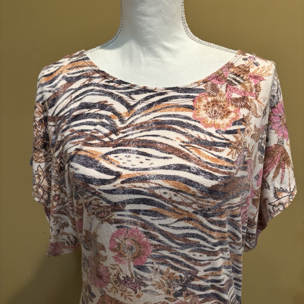 Anthropologie Daily Practice Zebra Floral Print Ruched Side Dress Women's XL - Picture 7 of 9